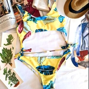 Yellow Hot Spring CutOut Medium One Piece Swimsuit